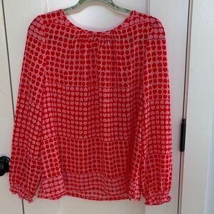 LOFT Red and Pink Valentines Day Blouse size M